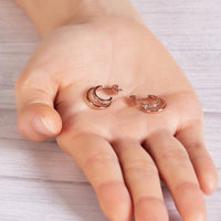 Rose Gold Plated Open Double Hoop Earrings Created With Zircondia® Crystals
