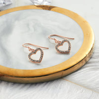 Rose Gold Plated Open Heart Drop Earrings Created with Zircondia® Crystals