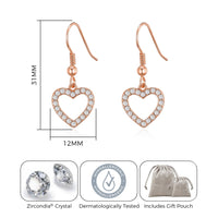 Rose Gold Plated Open Heart Drop Earrings Created with Zircondia® Crystals