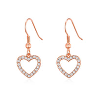 Rose Gold Plated Open Heart Drop Earrings Created with Zircondia® Crystals