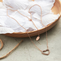 Rose Gold Plated Open Heart Necklace Created with Zircondia® Crystals