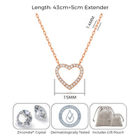 Rose Gold Plated Open Heart Necklace Created with Zircondia® Crystals