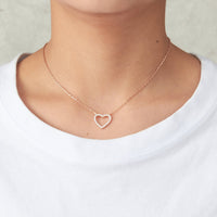 Rose Gold Plated Open Heart Necklace Created with Zircondia® Crystals