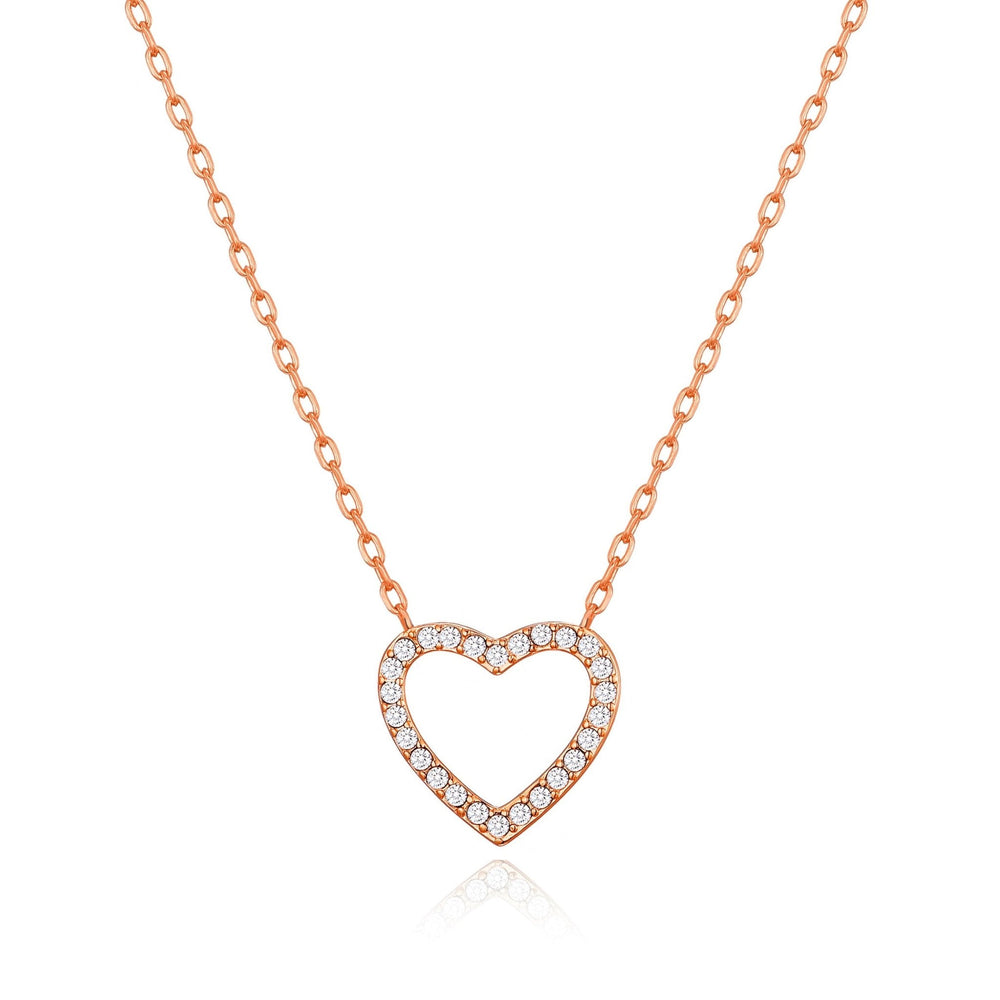 Rose Gold Plated Open Heart Necklace Created with Zircondia® Crystals