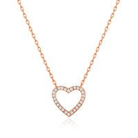 Rose Gold Plated Open Heart Necklace Created with Zircondia® Crystals