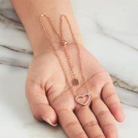 Rose Gold Plated Open Heart Necklace Created with Zircondia® Crystals