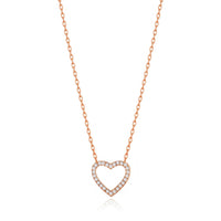 Rose Gold Plated Open Heart Necklace Created with Zircondia® Crystals