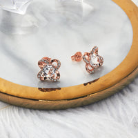 Rose Gold Plated Orbit Earrings Created with Zircondia® Crystals