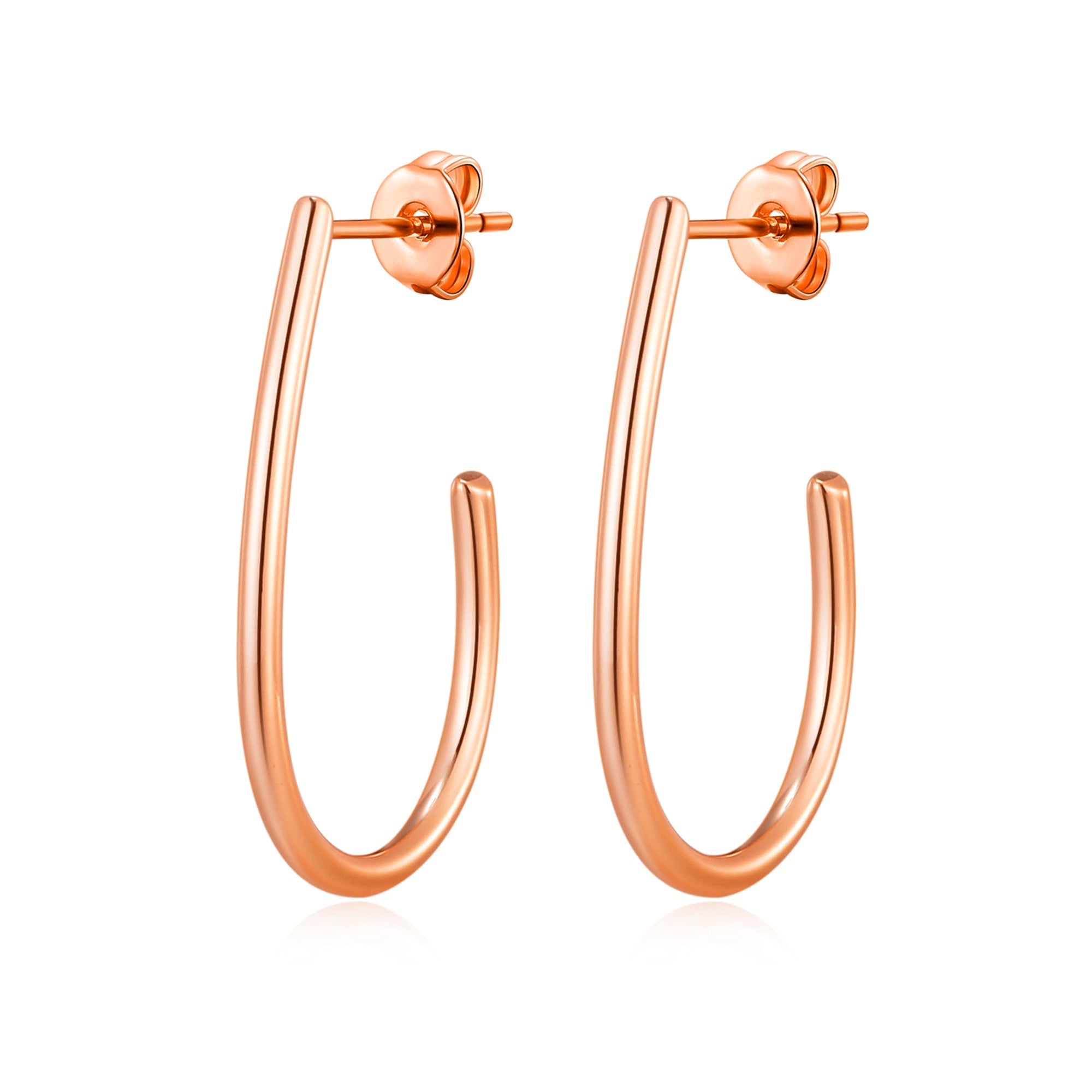 Rose Gold Plated Oval Hoop Earrings
