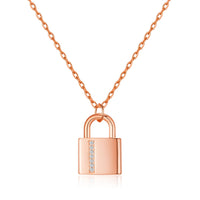 Rose Gold Plated Padlock Necklace Created with Zircondia® Crystals
