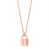 Rose Gold Plated Padlock Necklace Created with Zircondia® Crystals
