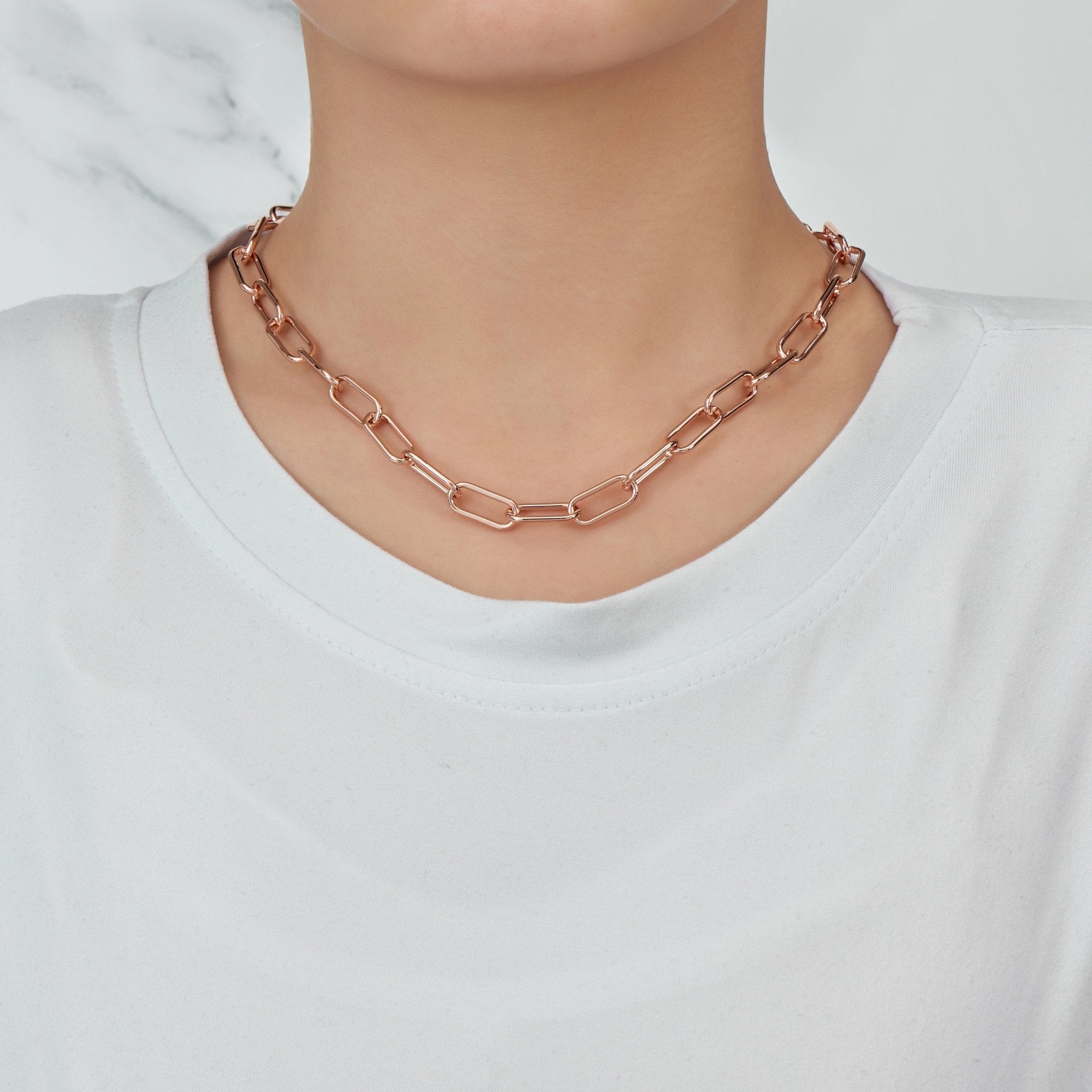 Rose Gold Plated Paperclip Necklace