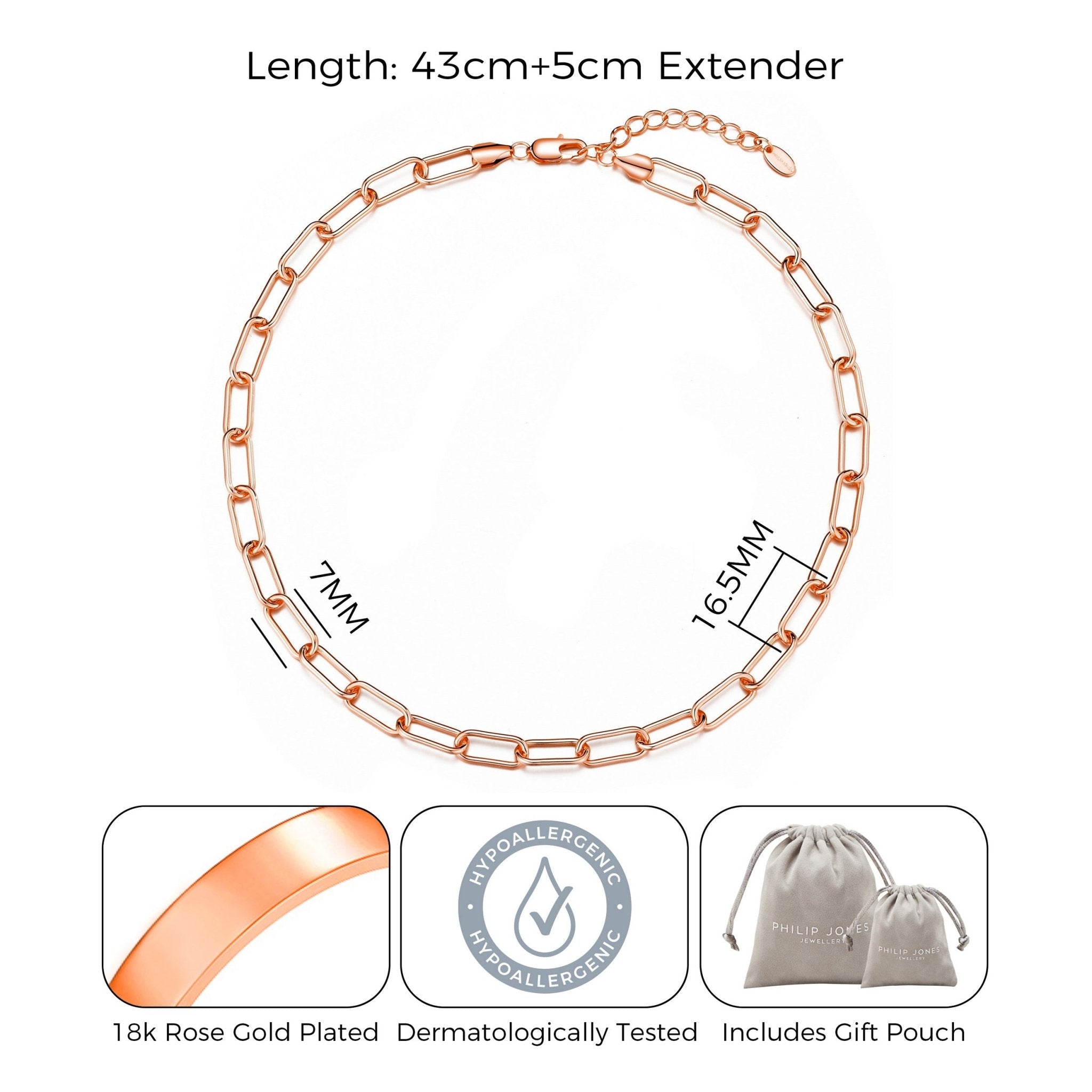 Rose Gold Plated Paperclip Necklace