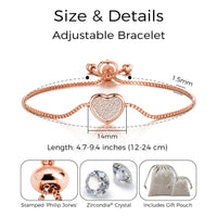 Rose Gold Plated Pave Heart Friendship Bracelet Created with Zircondia® Crystals