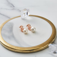Rose Gold Plated Pearl Clip On Earrings