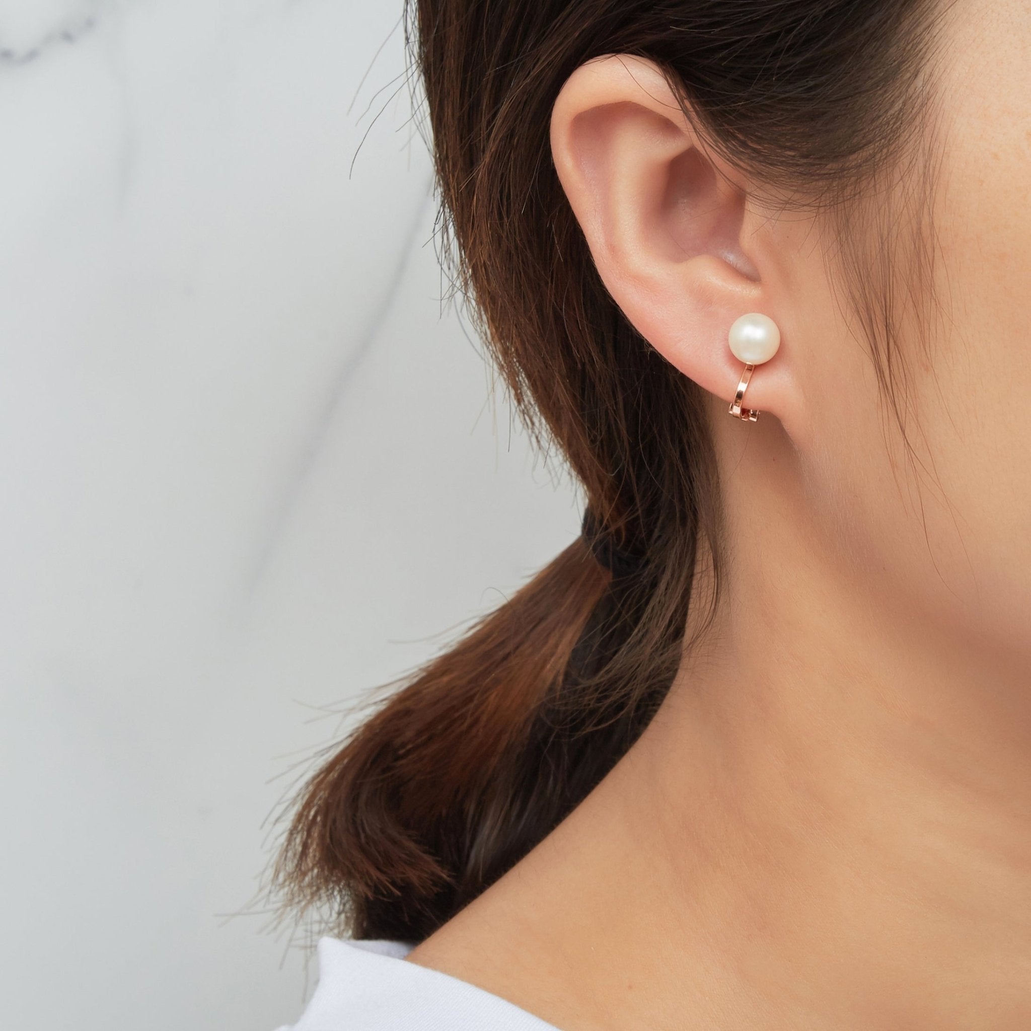 Rose Gold Plated Pearl Clip On Earrings