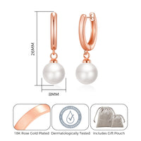 Rose Gold Plated Pearl Drop Hoop Earrings