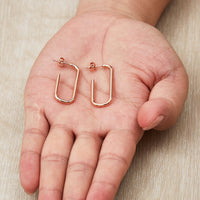 Rose Gold Plated Rectangle Hoop Earrings