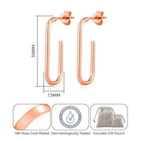 Rose Gold Plated Rectangle Hoop Earrings