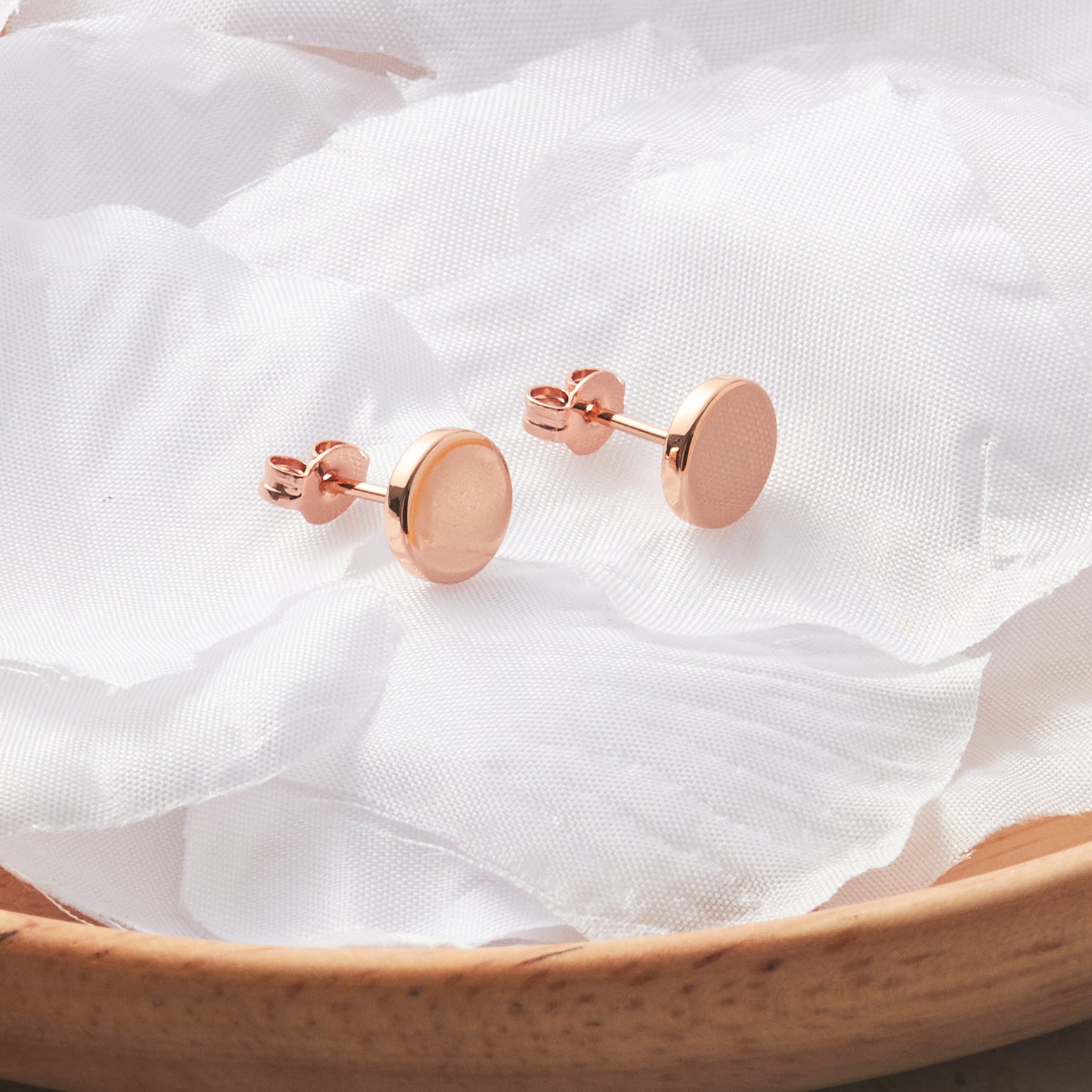 Rose Gold Plated Round Dot Stud Earrings