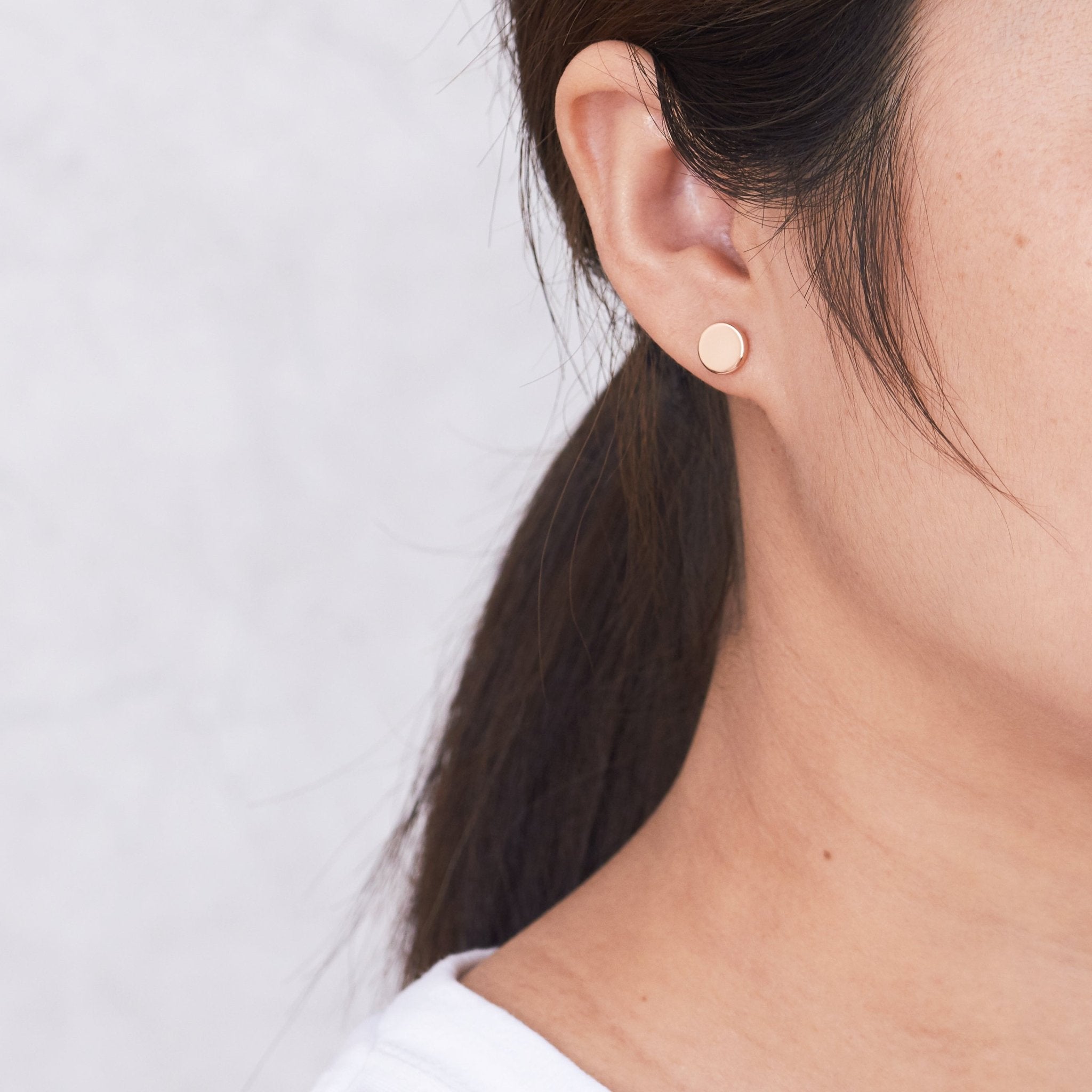 Rose Gold Plated Round Dot Stud Earrings