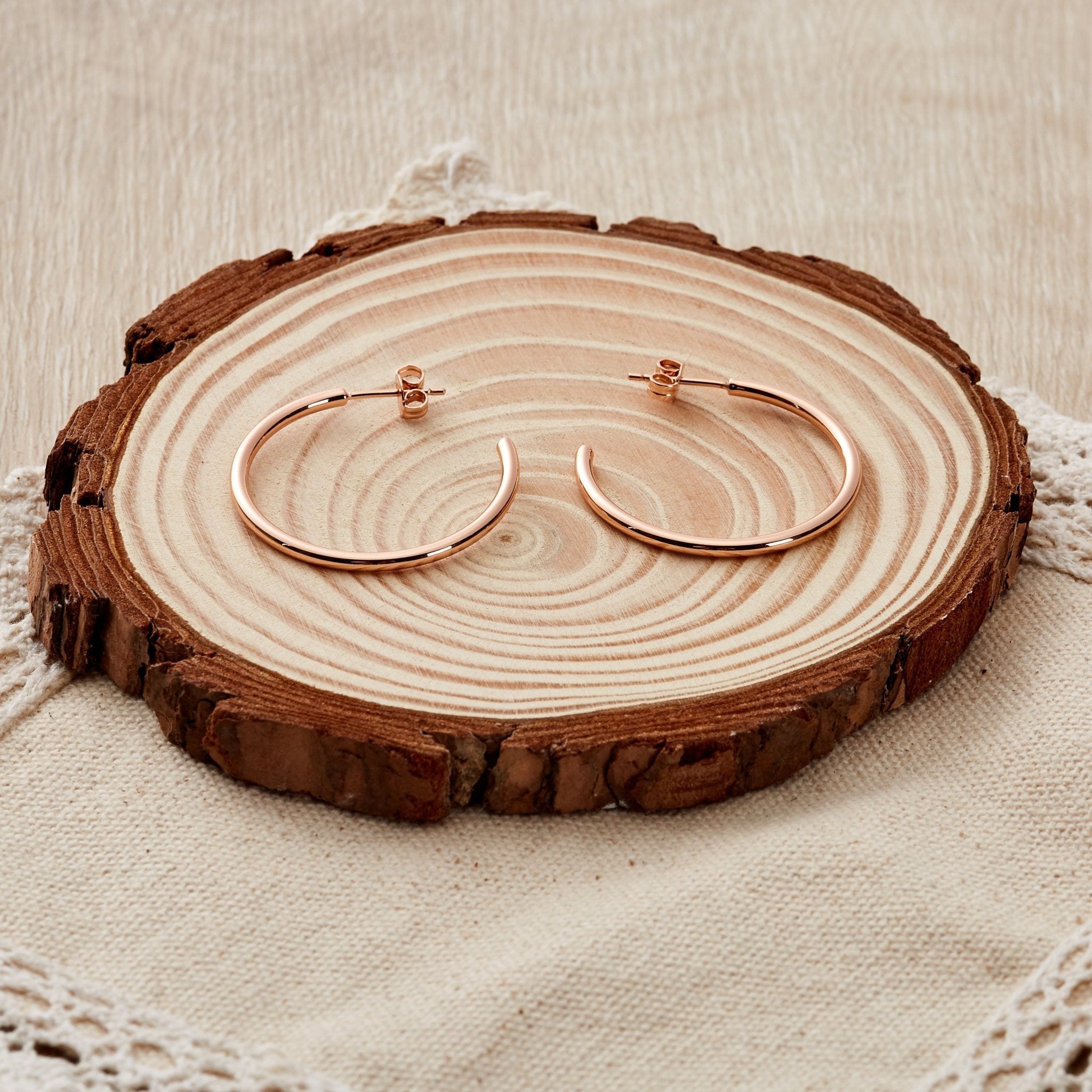 Rose Gold Plated Round Hoop Earrings