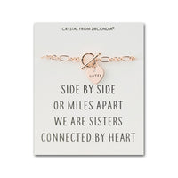 Rose Gold Plated Sister Friendship Quote Charm Bracelet Created with Zircondia® Crystals