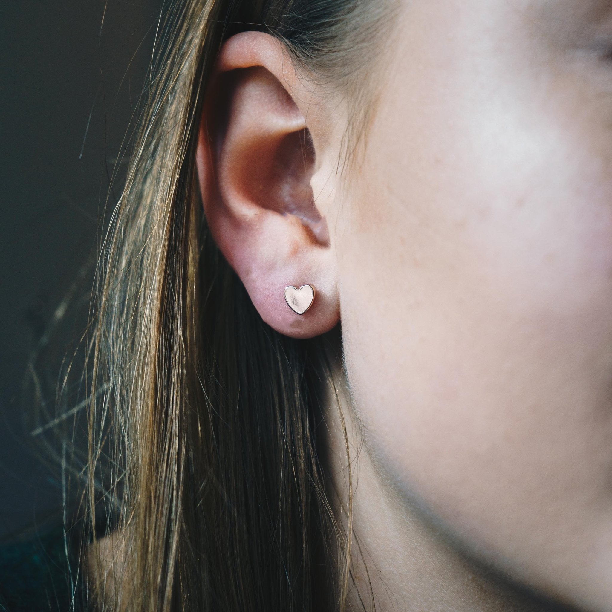 Rose Gold Plated Sister Heart Stud Earrings with Quote Card