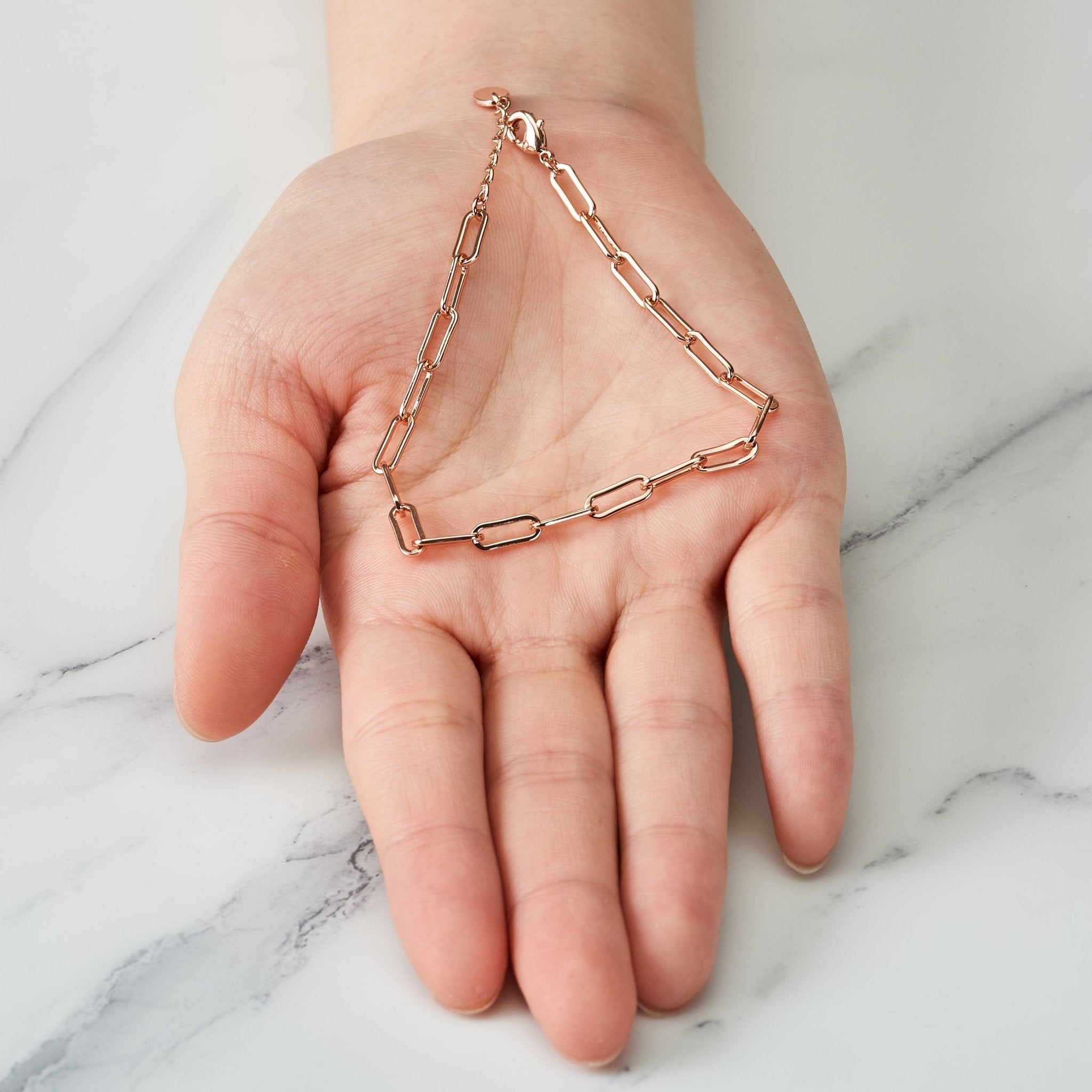 Rose Gold Plated Small Link Paperclip Bracelet