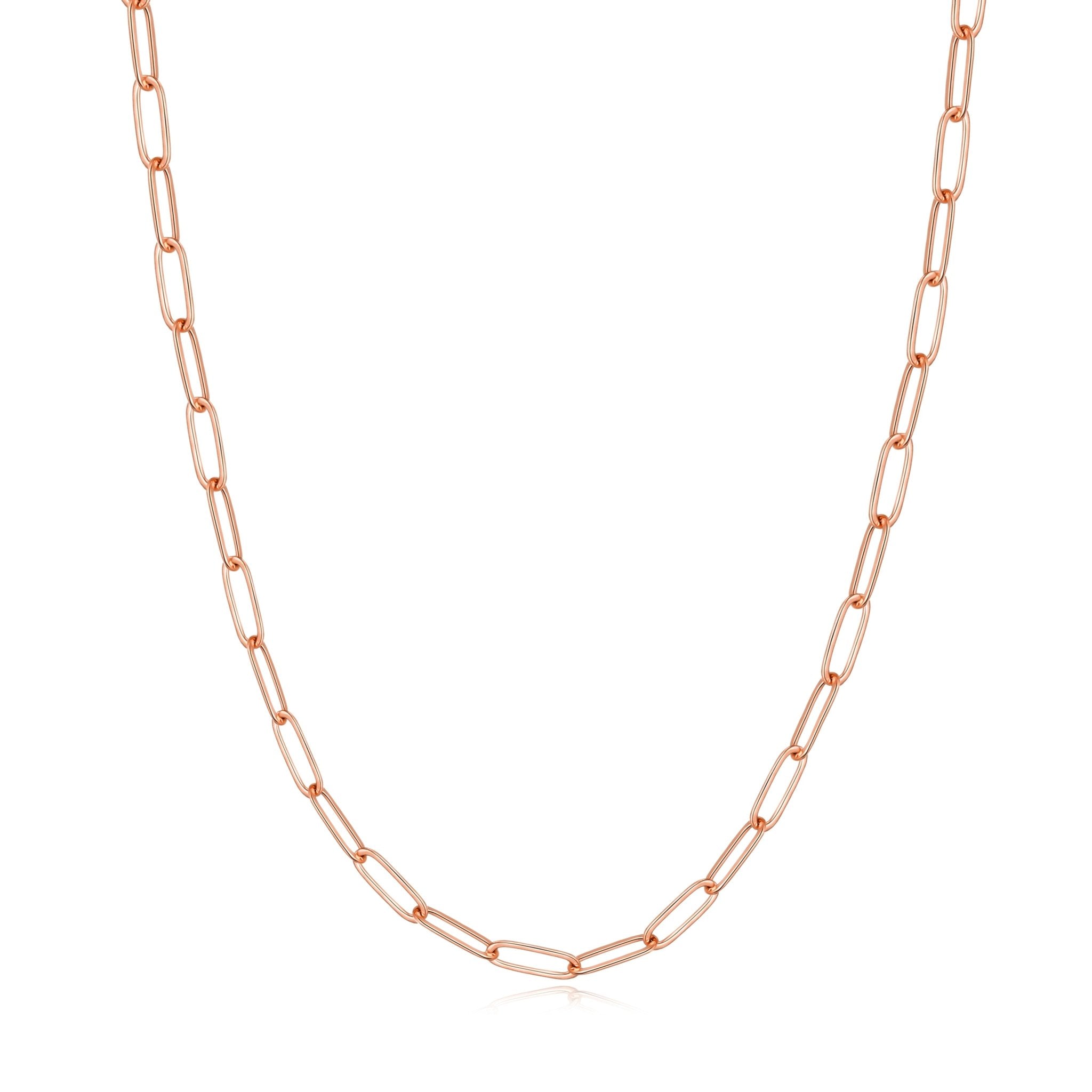 Rose Gold Plated Small Link Paperclip Necklace