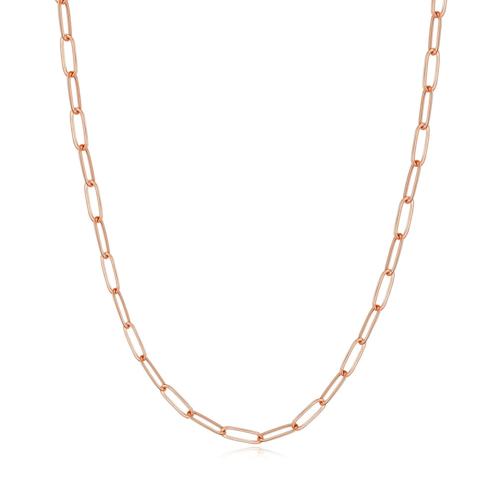 Rose Gold Plated Small Link Paperclip Necklace