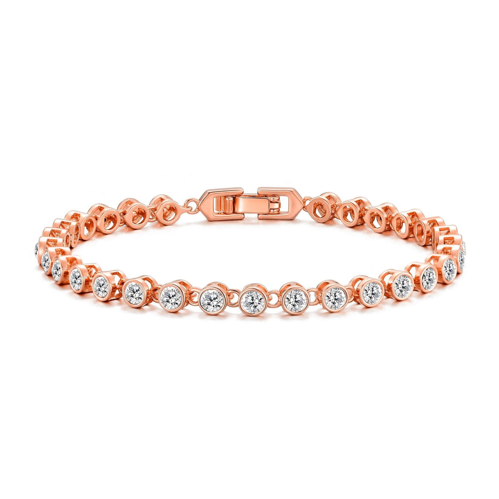 Rose Gold Plated Solitaire Bracelet Created with Zircondia® Crystals