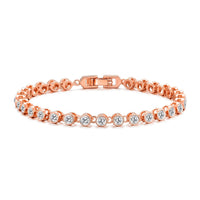 Rose Gold Plated Solitaire Bracelet Created with Zircondia® Crystals