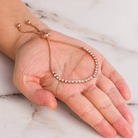 Rose Gold Plated Solitaire Friendship Bracelet Created with Zircondia® Crystals