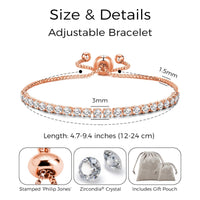 Rose Gold Plated Solitaire Friendship Bracelet Created with Zircondia® Crystals
