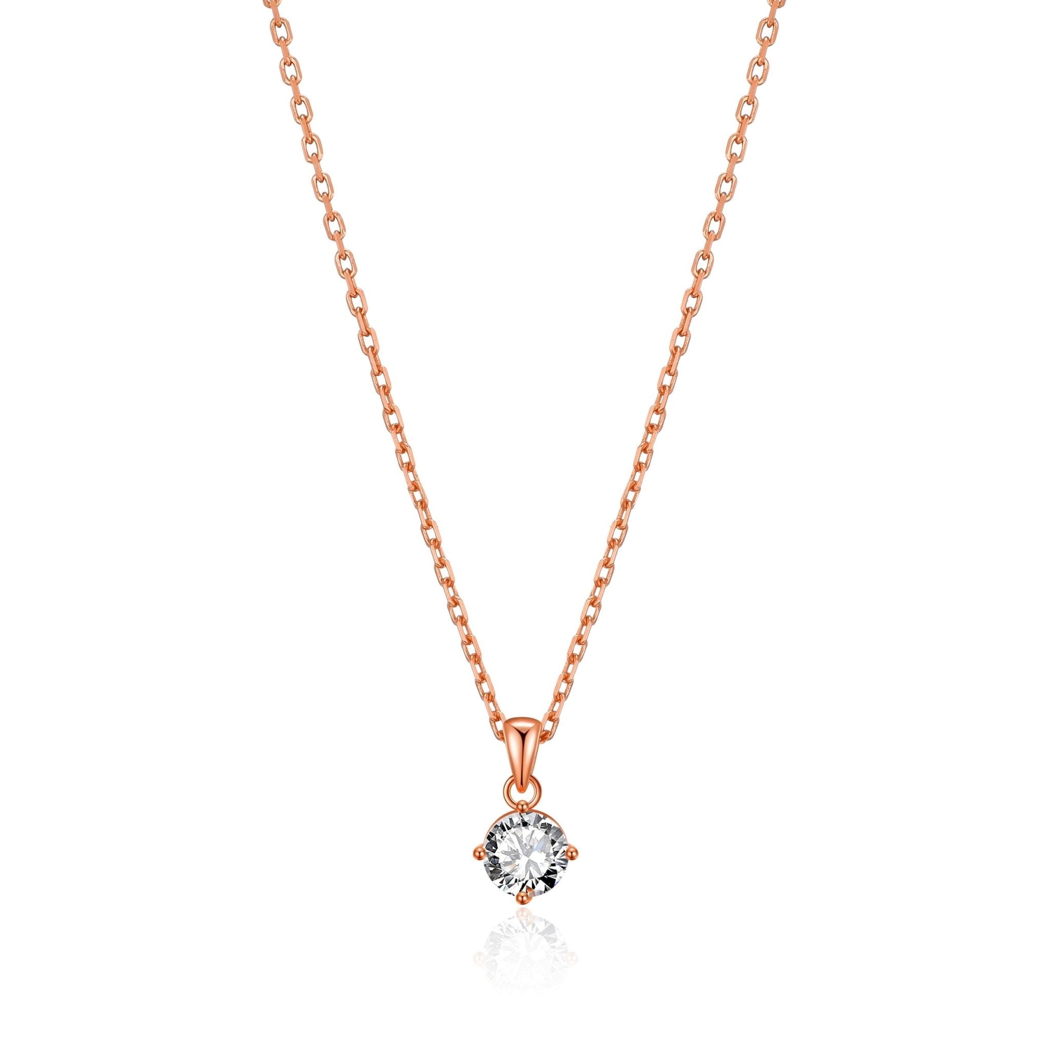 Rose Gold Plated Solitaire Necklace Created with Zircondia® Crystals