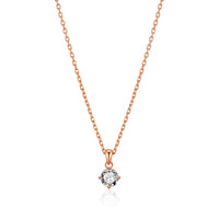 Rose Gold Plated Solitaire Necklace Created with Zircondia® Crystals