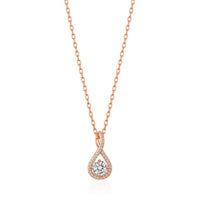 Rose Gold Plated Solitaire Twist Necklace Created with Zircondia® Crystals