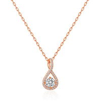 Rose Gold Plated Solitaire Twist Necklace Created with Zircondia® Crystals