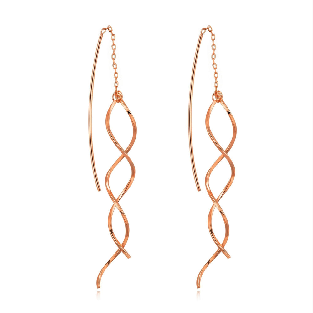 Rose Gold Plated Spiral Thread Earrings