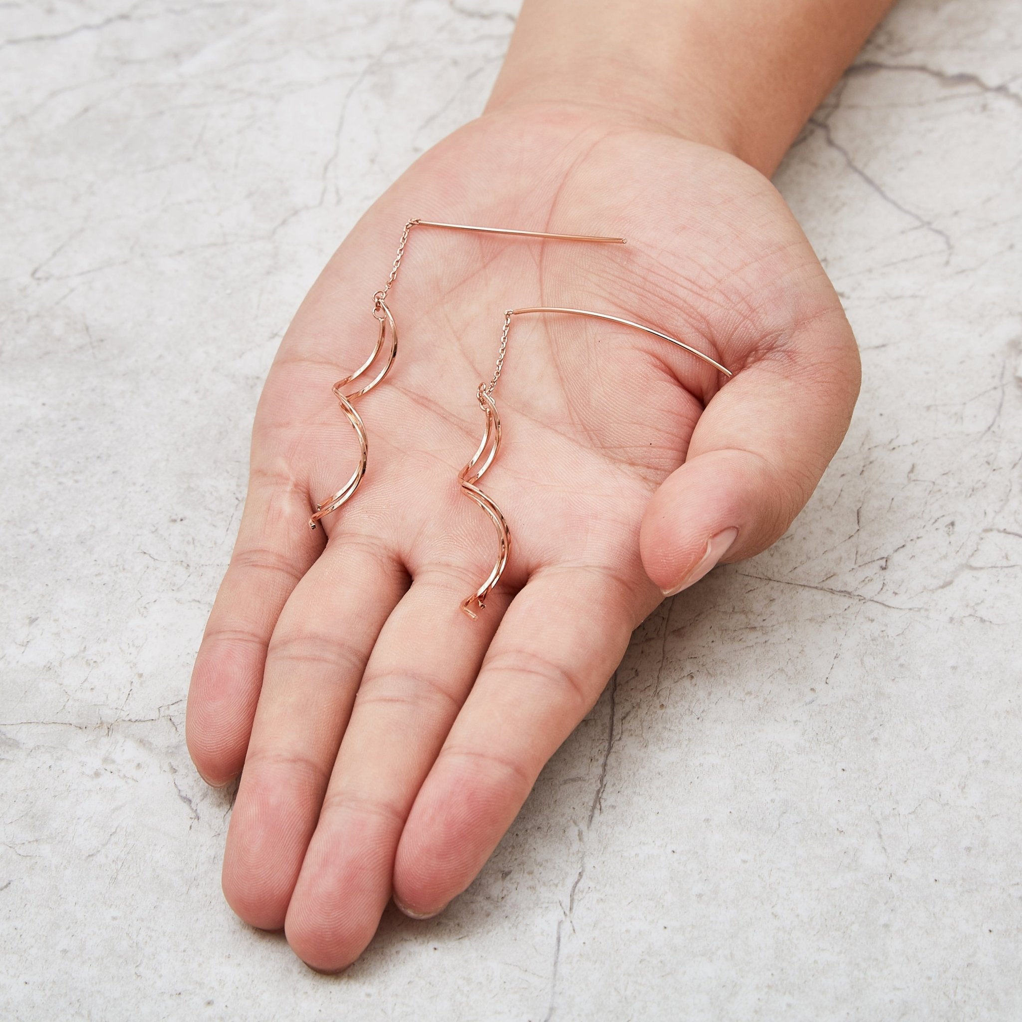 Rose Gold Plated Spiral Thread Earrings