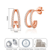 Rose Gold Plated Split Hoop Earrings Created with Zircondia® Crystals