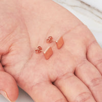 Rose Gold Plated Square Stud Earrings