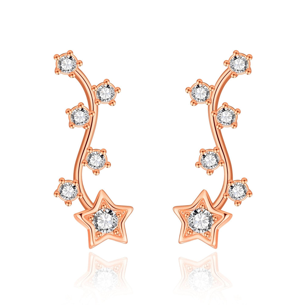 Rose Gold Plated Star Climber Earrings Created with Zircondia® Crystals