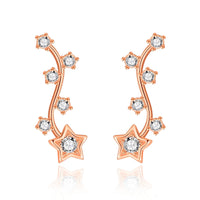 Rose Gold Plated Star Climber Earrings Created with Zircondia® Crystals