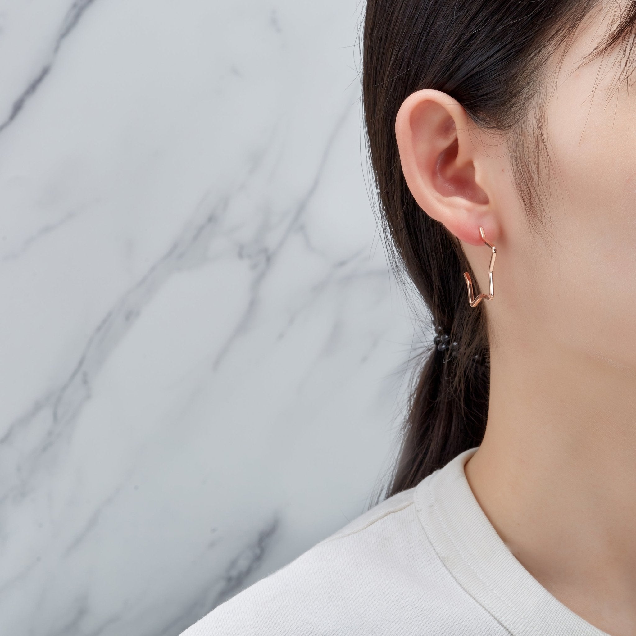 Rose Gold Plated Star Hoop Earrings