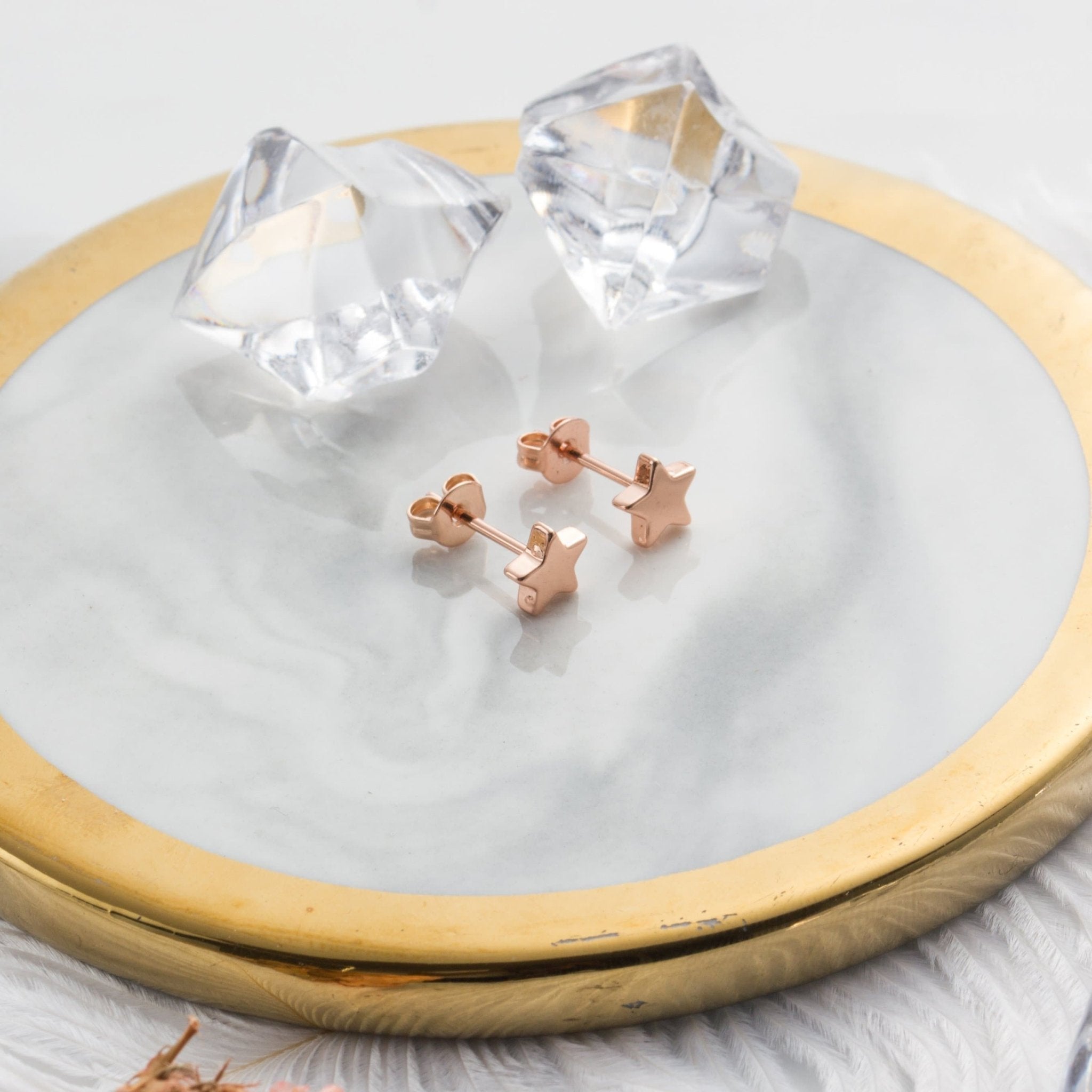 Rose Gold Plated Star Stud Earrings