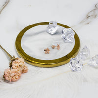 Rose Gold Plated Sterling Silver Flower Earrings Created with Zircondia® Crystals