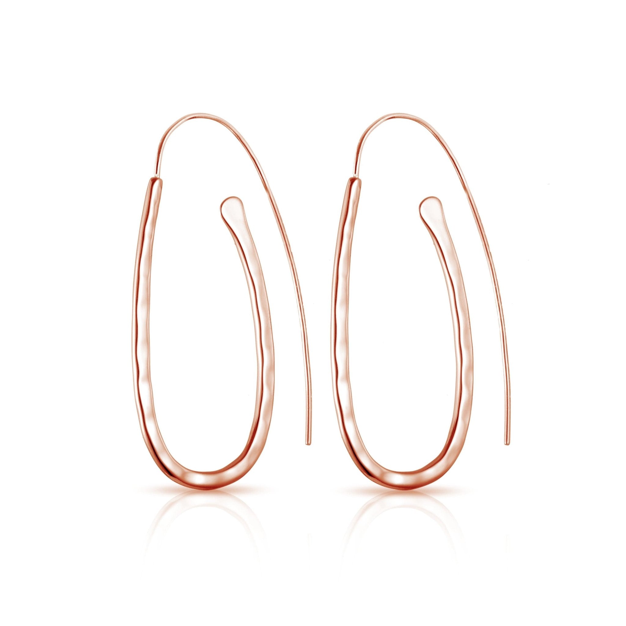 Rose Gold Plated Sterling Silver Hammered Hoop Earrings