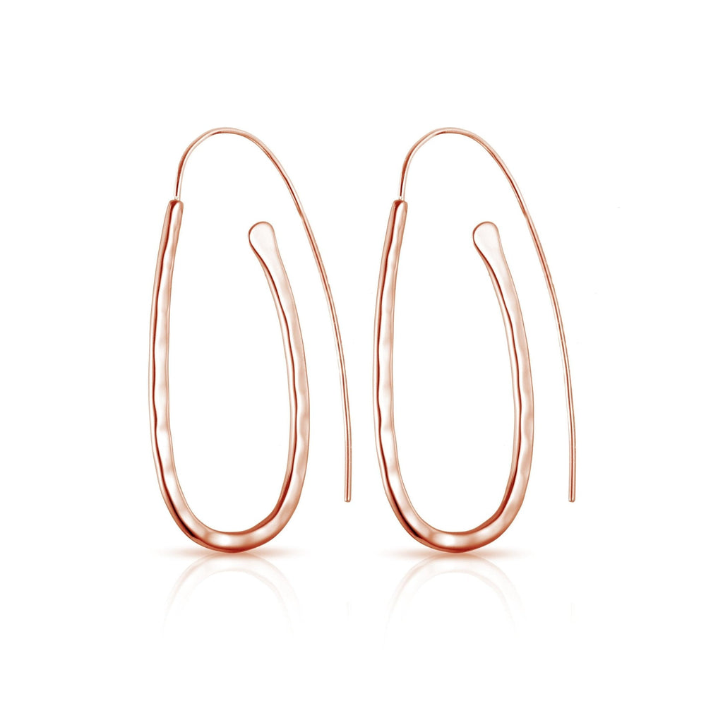 Rose Gold Plated Sterling Silver Hammered Hoop Earrings